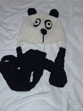 Knit Panda Black and White Winter Stocking Cap